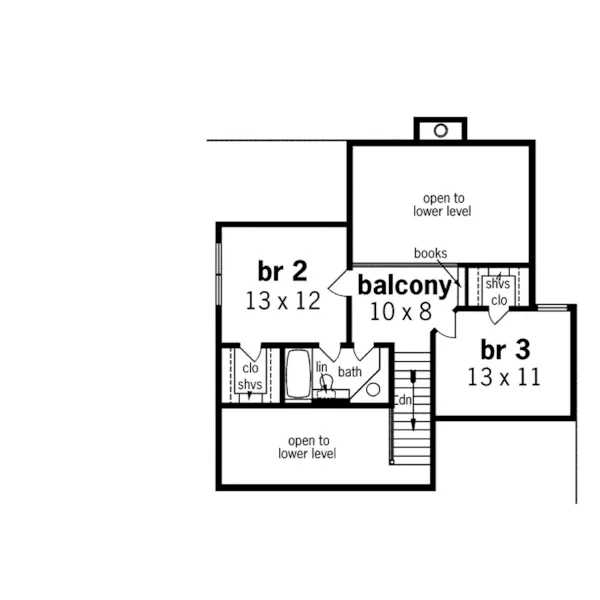 Tudor House Plan Second Floor - Huntley Point European Home 020D-0004 - Search House Plans and More