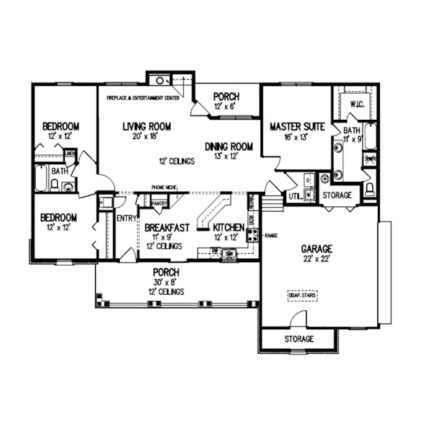 Country House Plan First Floor - Joliet Country Home 020D-0006 - Search House Plans and More