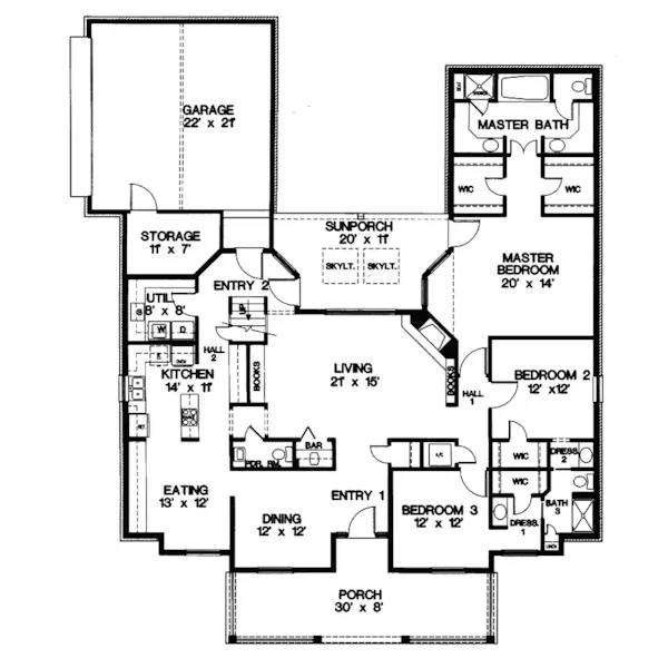 Southern House Plan First Floor - Harlowton Southern Home 020D-0009 - Search House Plans and More