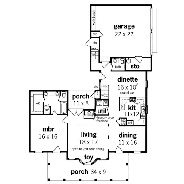 Traditional House Plan First Floor - Kings Hill Country Farmhouse 020D-0010 - Search House Plans and More