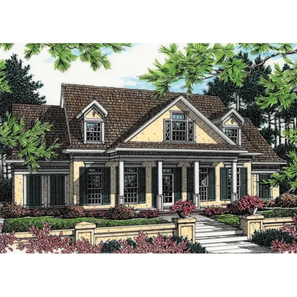 Southern Style Home With Stucco Exterior And Covered Porch