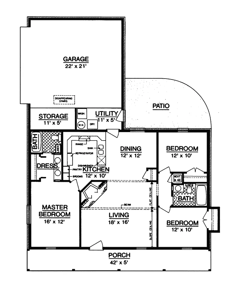 Acadian House Plan First Floor - Bowman Country Ranch Home 020D-0015 - Search House Plans and More
