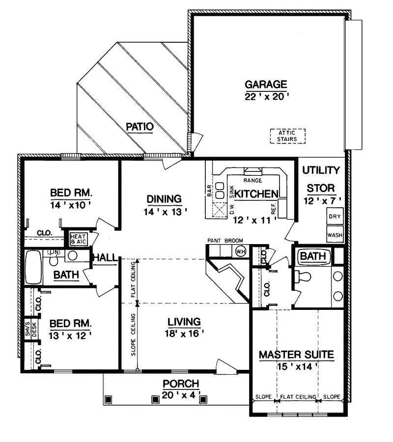 Country House Plan First Floor - Frenchcrest Country Ranch Home 020D-0016 - Search House Plans and More
