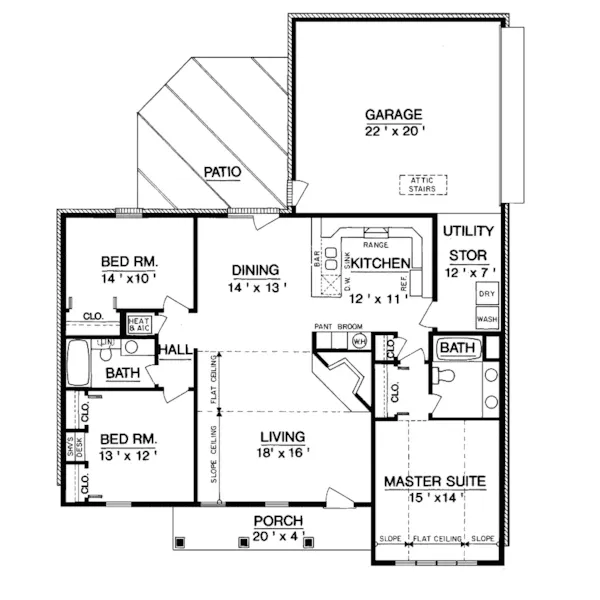 Ranch House Plan First Floor - Frenchcrest Country Ranch Home 020D-0016 - Search House Plans and More