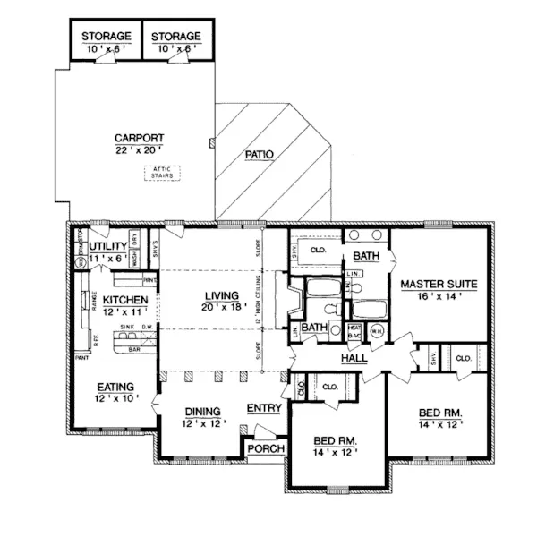 Ranch House Plan First Floor - Spring Creek Ranch Home 020D-0017 - Shop House Plans and More