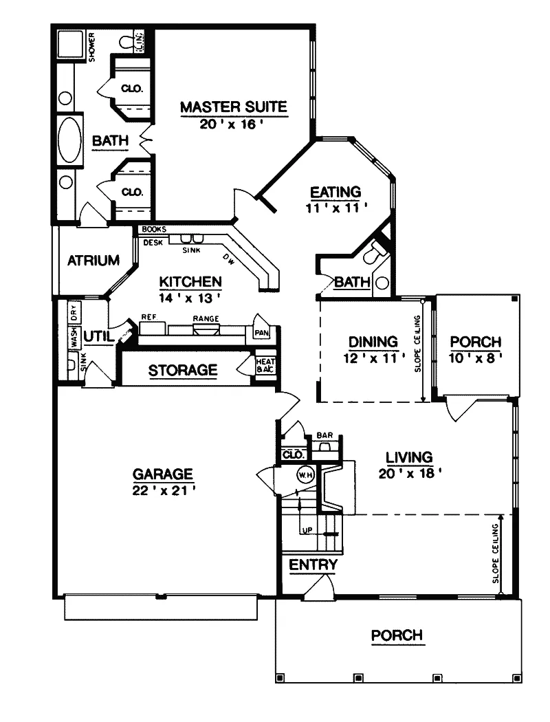 Country House Plan First Floor - Hobson Mill Bungalow Home 020D-0018 - Search House Plans and More
