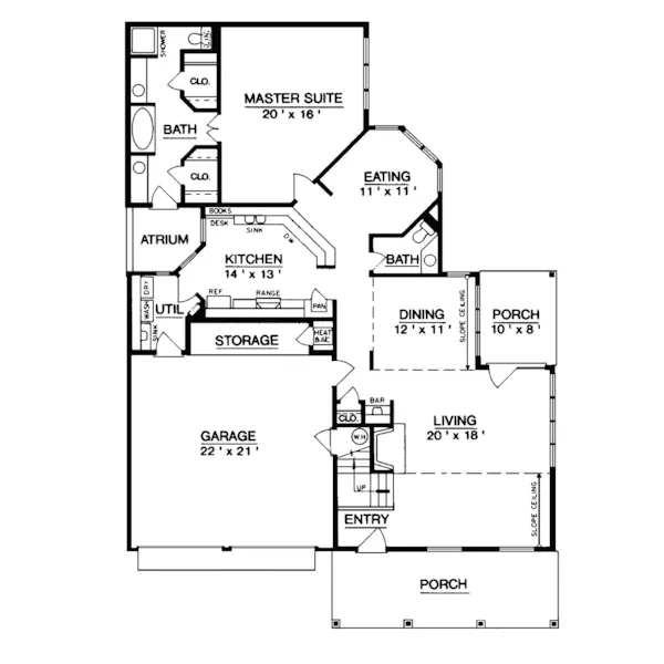 Southern House Plan First Floor - Hobson Mill Bungalow Home 020D-0018 - Search House Plans and More