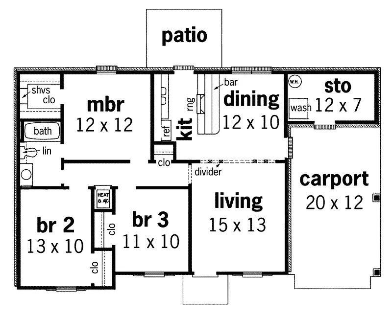 Ranch House Plan First Floor - McAllister Country Home 020D-0019 - Shop House Plans and More