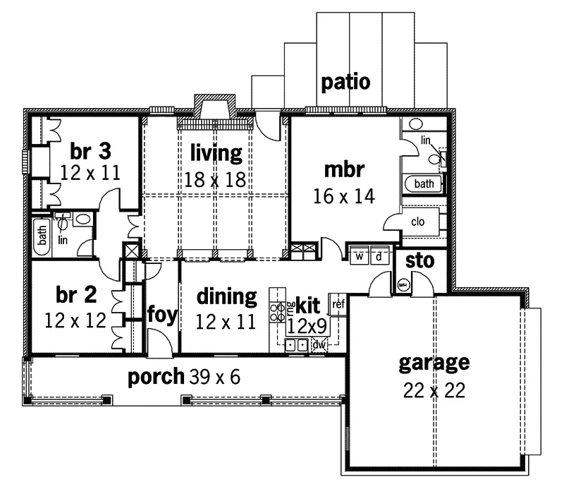 Rustic House Plan First Floor - Drummond Rustic Ranch Home 020D-0021 - Search House Plans and More