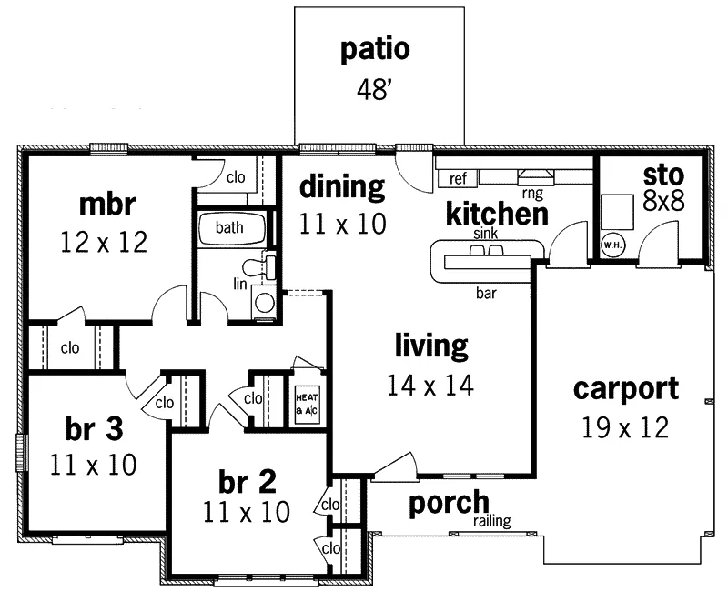 Ranch House Plan First Floor - Stevensville Tudor Ranch Home 020D-0022 - Shop House Plans and More