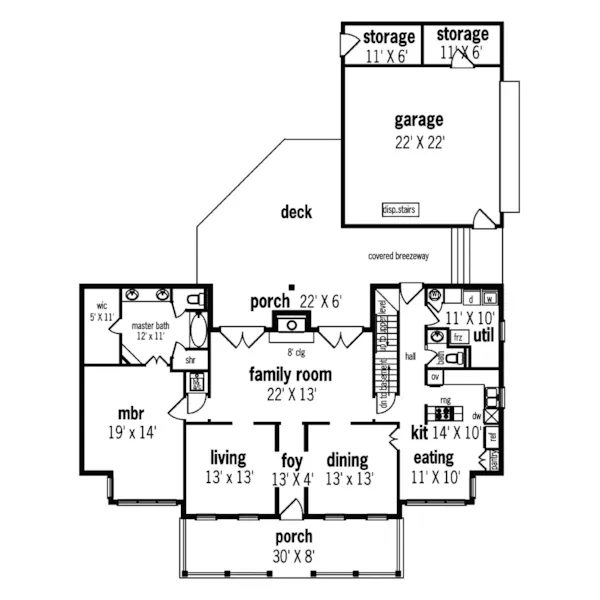 Cape Cod & New England House Plan First Floor - Viola Lowcountry Style Home 020D-0033 - Shop House Plans and More