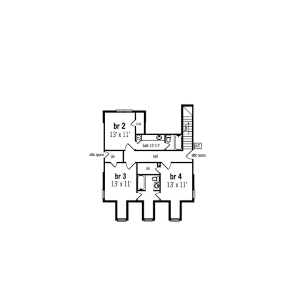 Southern House Plan Second Floor - Viola Lowcountry Style Home 020D-0033 - Shop House Plans and More