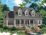 Country Style Home With Charming Covered Front Porch And A Trio Of Dormers