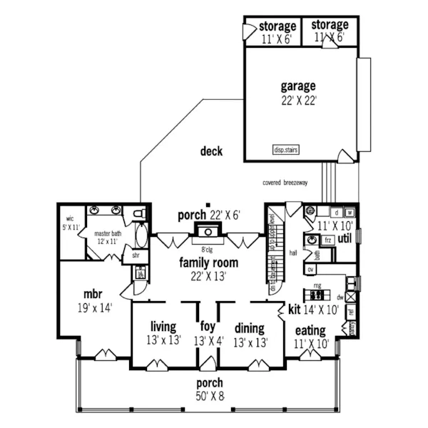 Cape Cod & New England House Plan First Floor - Beech Grove Country Home 020D-0034 - Search House Plans and More