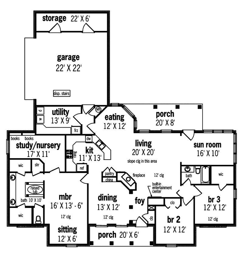 Ranch House Plan First Floor - Oakland Point European Home 020D-0035 - Shop House Plans and More