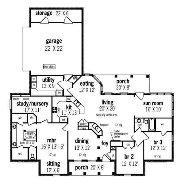 European House Plan First Floor - Oakland Point European Home 020D-0035 - Shop House Plans and More