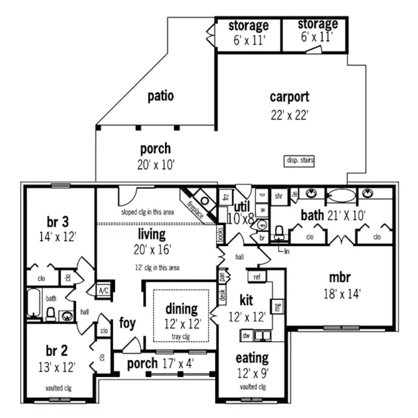 Country House Plan First Floor - Peach Orchard Ranch Home 020D-0036 - Shop House Plans and More