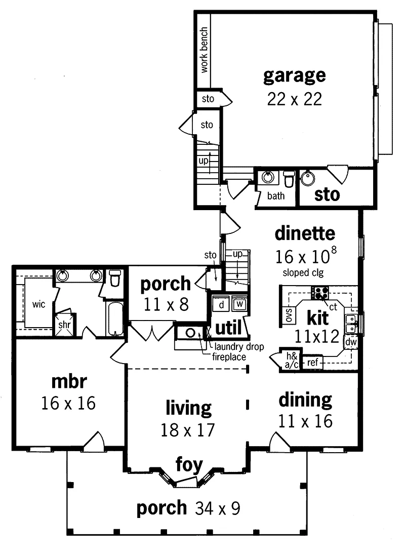 Southern House Plan First Floor - Sedgwick Southern Home 020D-0044 - Shop House Plans and More