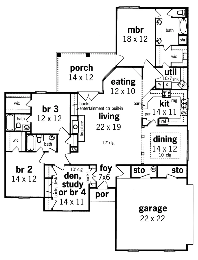 Sunbelt House Plan First Floor - Sage Cove Ranch Home 020D-0045 - Shop House Plans and More