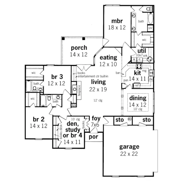 Florida House Plan First Floor - Sage Cove Ranch Home 020D-0045 - Shop House Plans and More