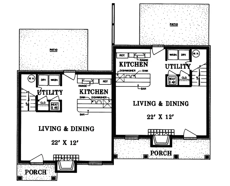 Multi-Family House Plan First Floor - Wesley Traditional Duplex 020D-0057 - Shop House Plans and More