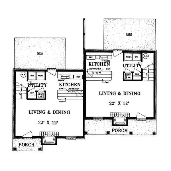 Country House Plan First Floor - Wesley Traditional Duplex 020D-0057 - Shop House Plans and More