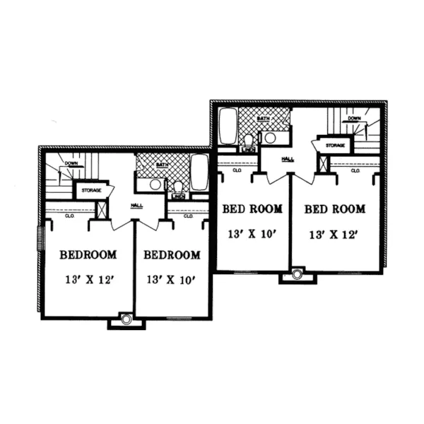 Country House Plan Second Floor - Wesley Traditional Duplex 020D-0057 - Shop House Plans and More