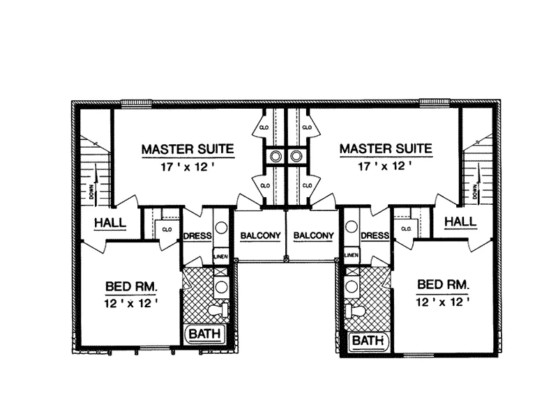 Multi-Family House Plan Second Floor - Edgemont Rustic Style Duplex 020D-0060 - Search House Plans and More