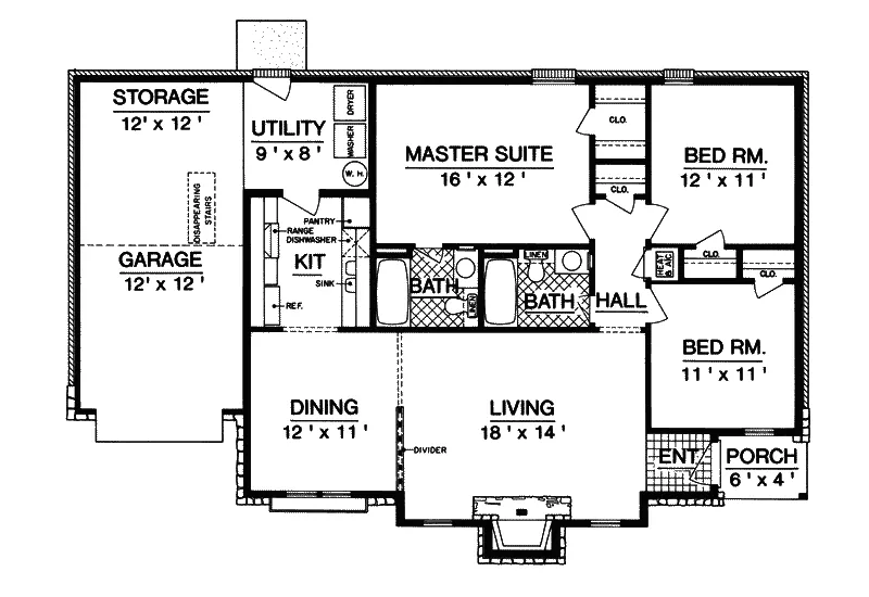 Country House Plan First Floor - Fairfield Bay Tudor Ranch Home 020D-0061 - Search House Plans and More