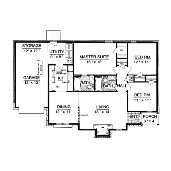 Tudor House Plan First Floor - Fairfield Bay Tudor Ranch Home 020D-0061 - Search House Plans and More