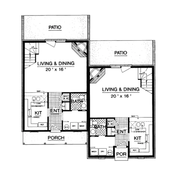 Traditional House Plan First Floor - Campbell Station Duplex 020D-0062 - Search House Plans and More