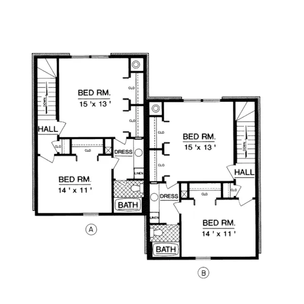 Traditional House Plan Second Floor - Campbell Station Duplex 020D-0062 - Search House Plans and More