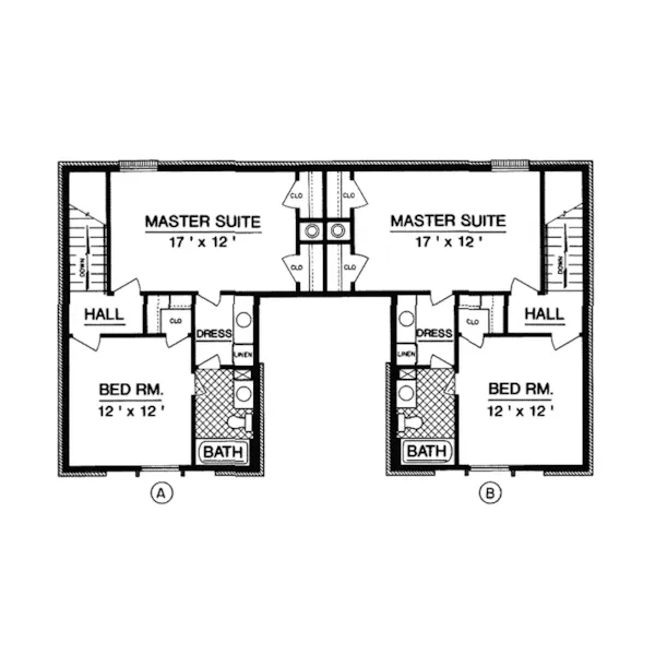 Tudor House Plan Second Floor - Waldenburg Tudor Style Duplex 020D-0063 - Shop House Plans and More