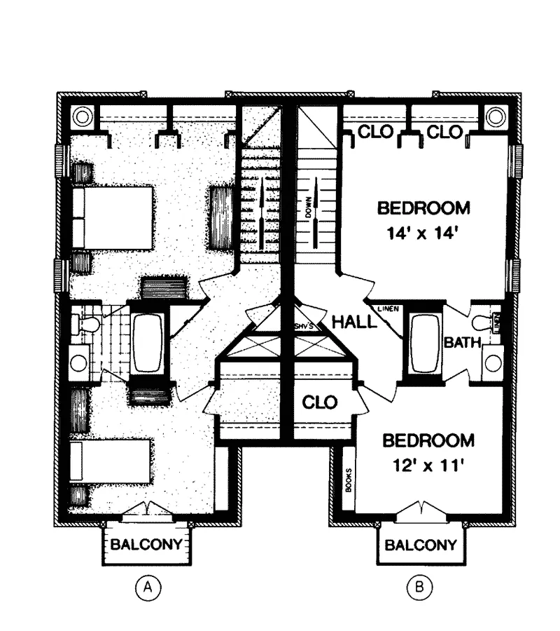 Sunbelt House Plan Second Floor - Millington Place Duplex 020D-0065 - Shop House Plans and More
