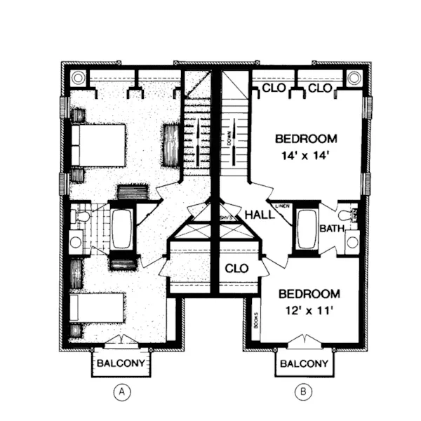 Florida House Plan Second Floor - Millington Place Duplex 020D-0065 - Shop House Plans and More