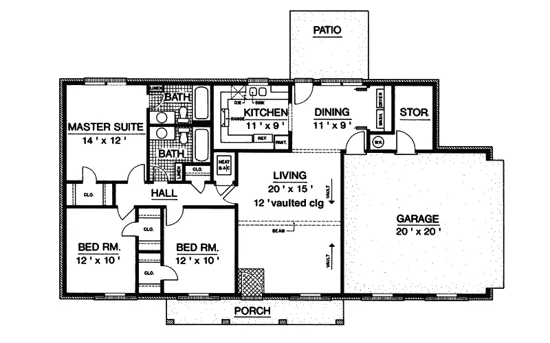 Ranch House Plan First Floor - Hickory Cliff Ranch Home 020D-0067 - Search House Plans and More