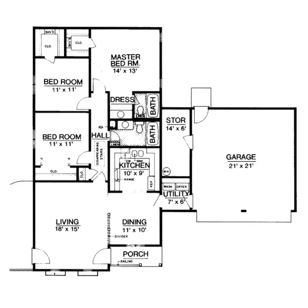 Country House Plan First Floor - Fisher Ranch Home 020D-0069 - Search House Plans and More