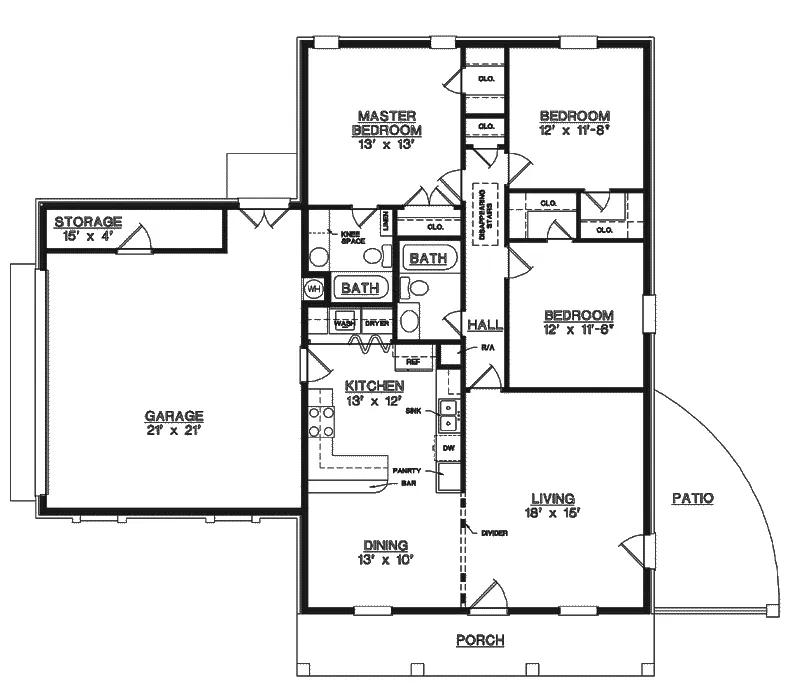 Tudor House Plan First Floor - Whitehall Ranch Home 020D-0070 - Shop House Plans and More