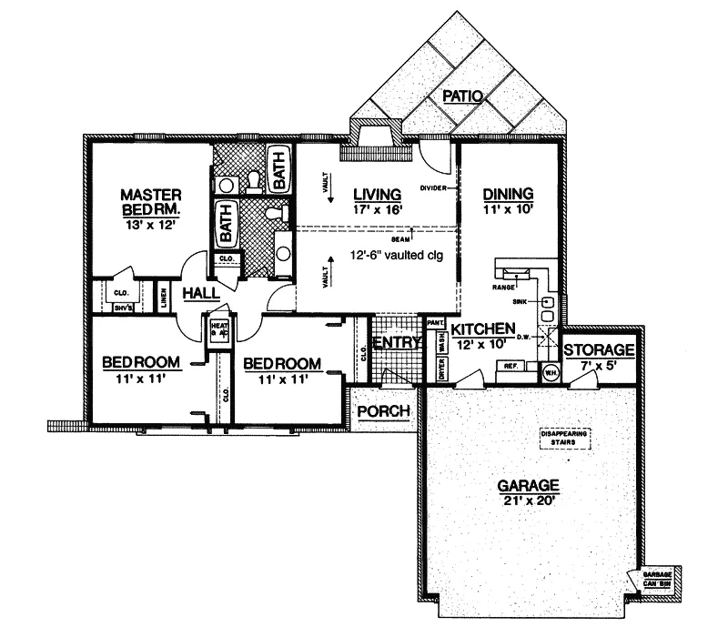 Country House Plan First Floor - Denmark Ranch Home 020D-0071 - Search House Plans and More