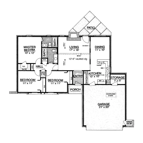 Ranch House Plan First Floor - Denmark Ranch Home 020D-0071 - Search House Plans and More