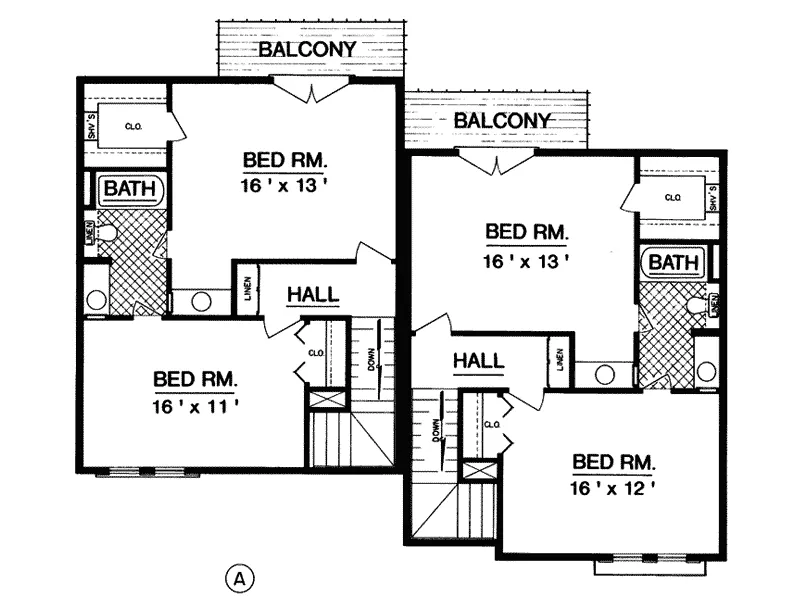 Multi-Family House Plan Second Floor - Morgan Park Unique Duplex 020D-0073 - Shop House Plans and More