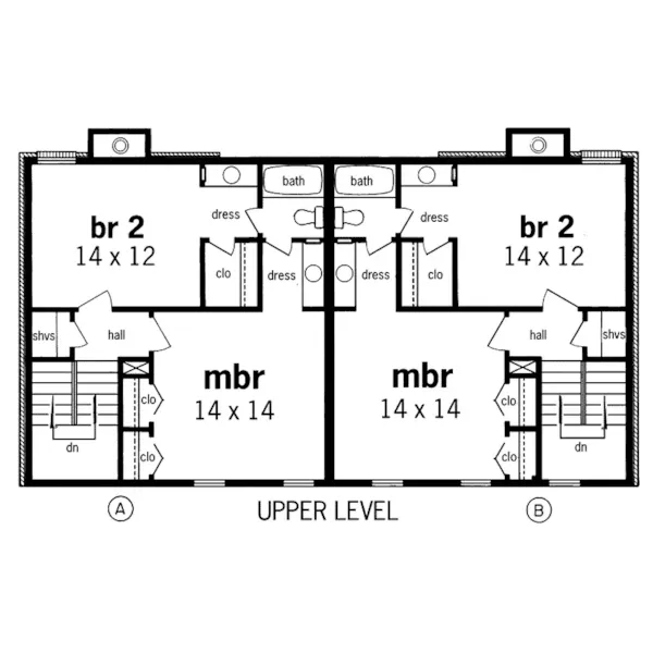 Multi-Family House Plan Second Floor - Scottsville Country Duplex 020D-0074 - Shop House Plans and More