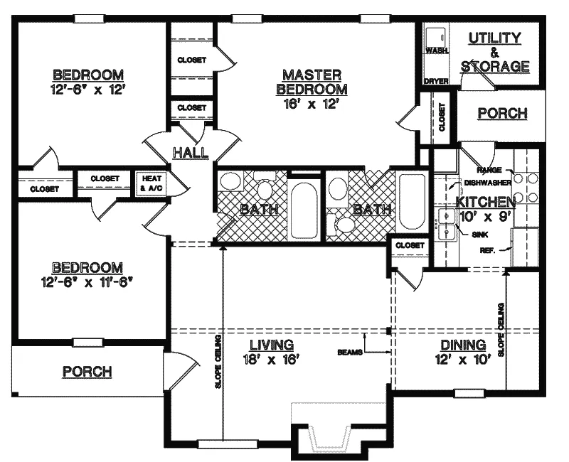 Contemporary House Plan First Floor - Ratcliff Ranch Cabin Home 020D-0077 - Shop House Plans and More