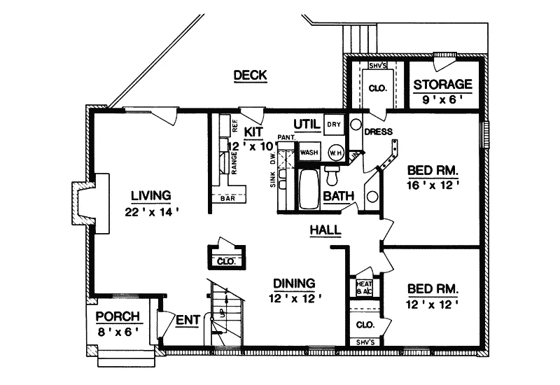 Saltbox House Plan First Floor - Barling Traditional Ranch Home 020D-0079 - Search House Plans and More