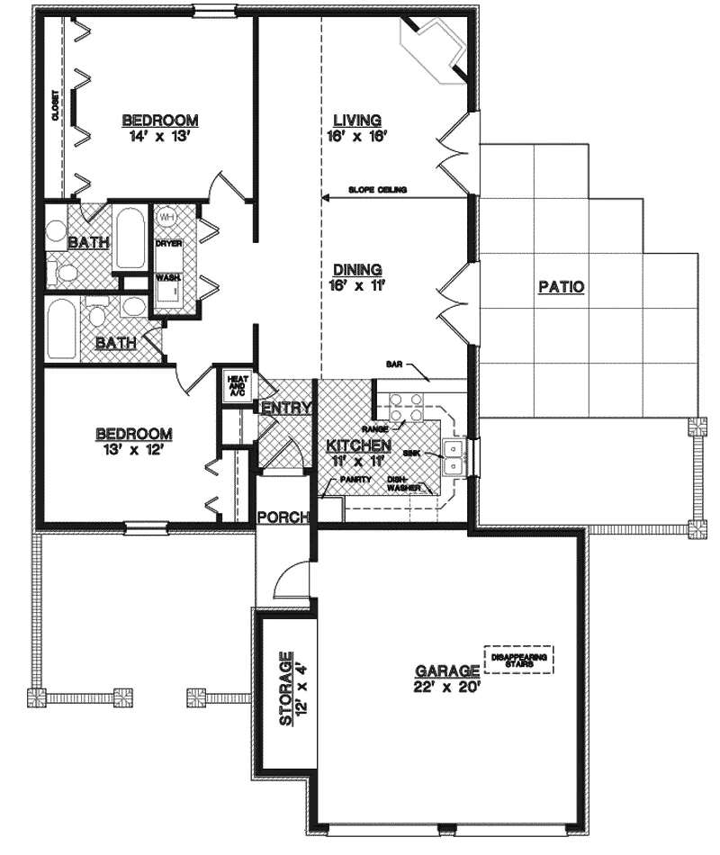 Tudor House Plan First Floor - Mansfield Place Ranch Home 020D-0080 - Shop House Plans and More