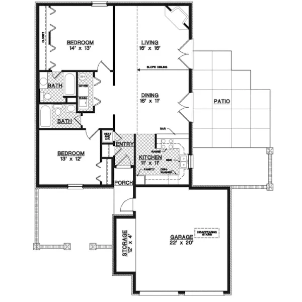 European House Plan First Floor - Mansfield Place Ranch Home 020D-0080 - Shop House Plans and More