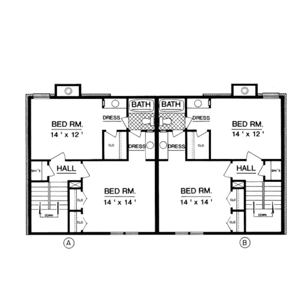 Country House Plan Second Floor - Stilwell Country-Style Duplex 020D-0081 - Shop House Plans and More