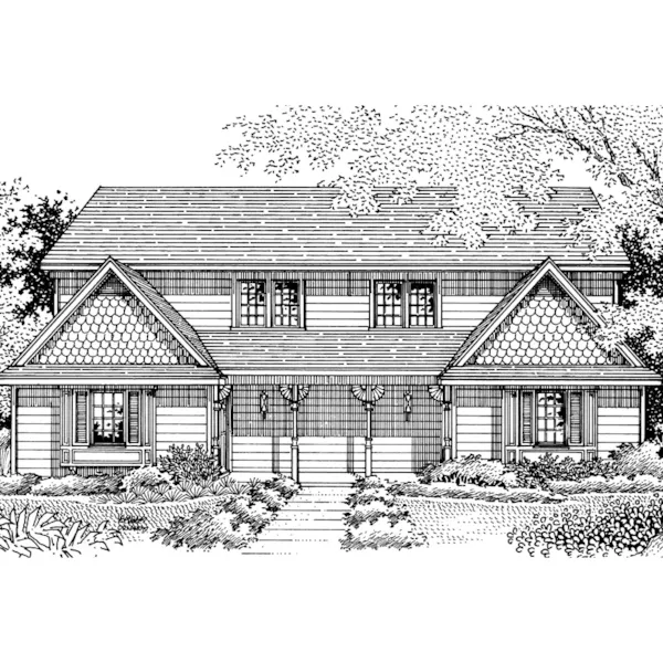 Country-Style Home With Shingle Siding On Gables