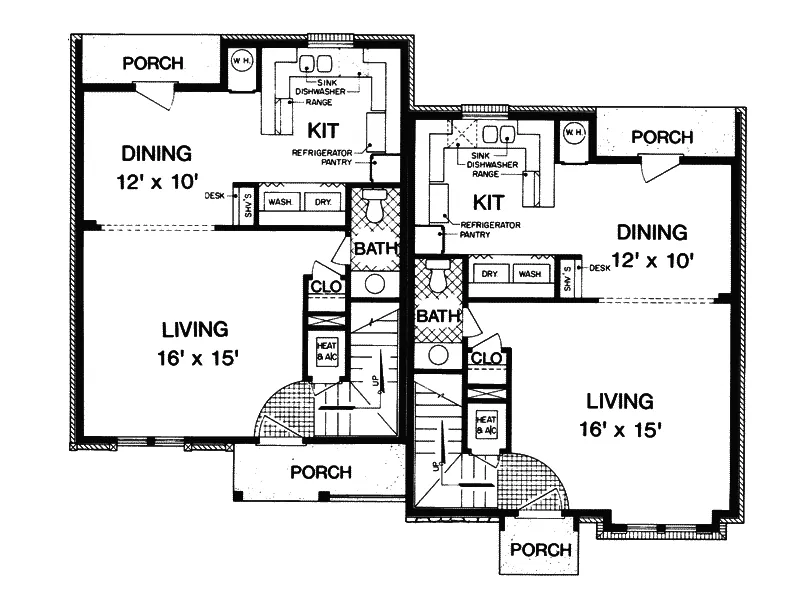 Country House Plan First Floor - Dardanelle Multi-Family Home 020D-0082 - Search House Plans and More