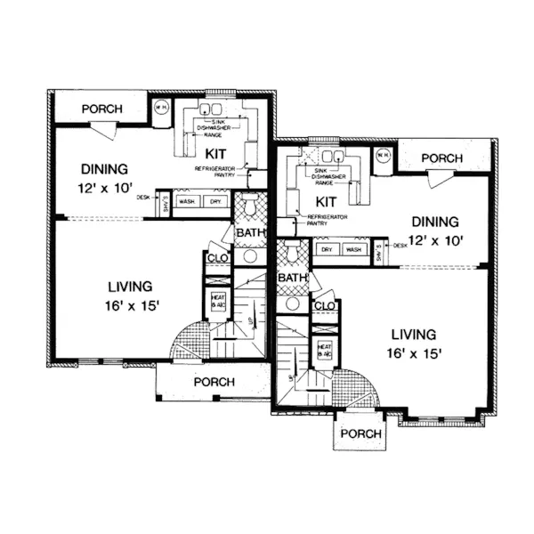 Multi-Family House Plan First Floor - Dardanelle Multi-Family Home 020D-0082 - Search House Plans and More